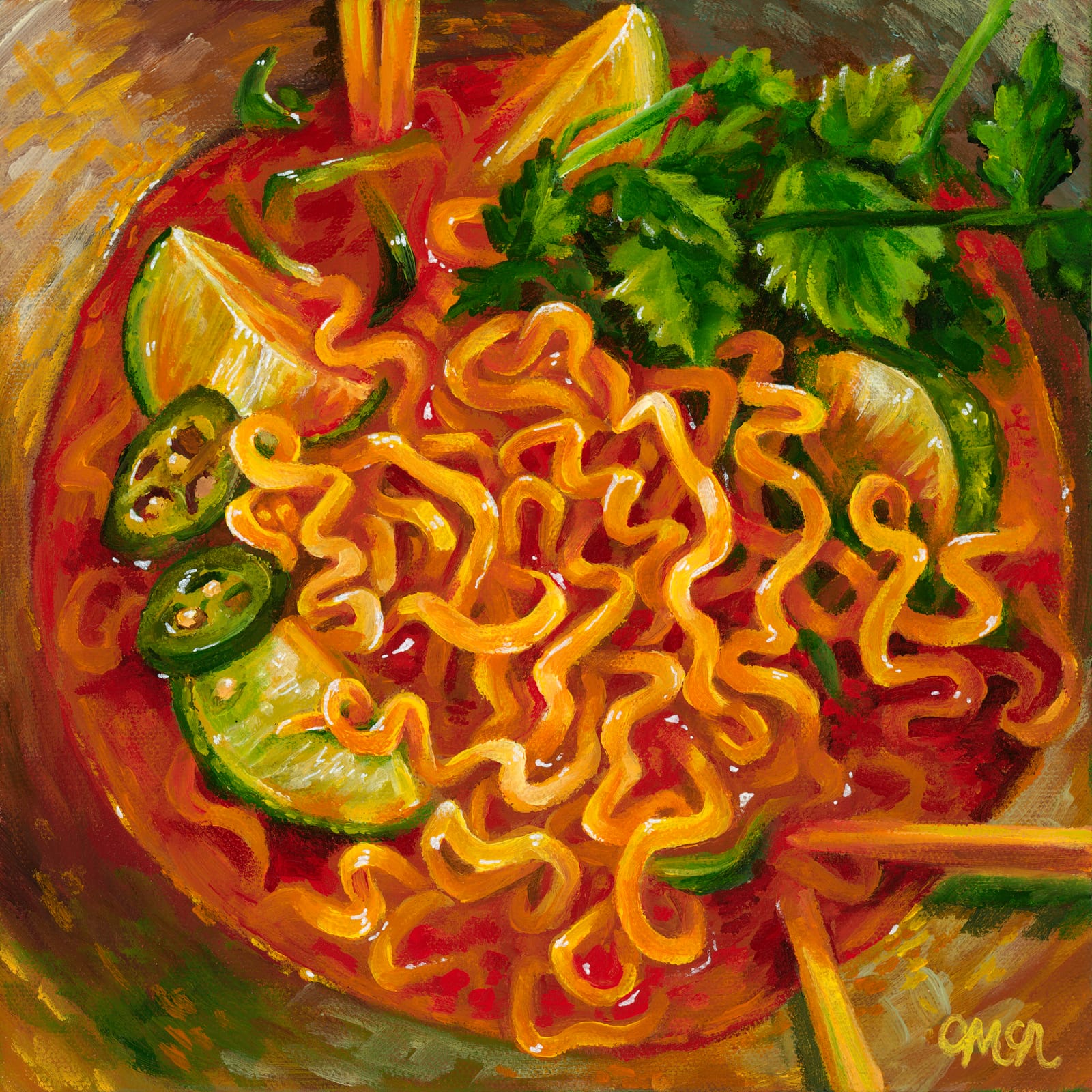 10" x 10" Spicy Tequila Ramen PRINT 