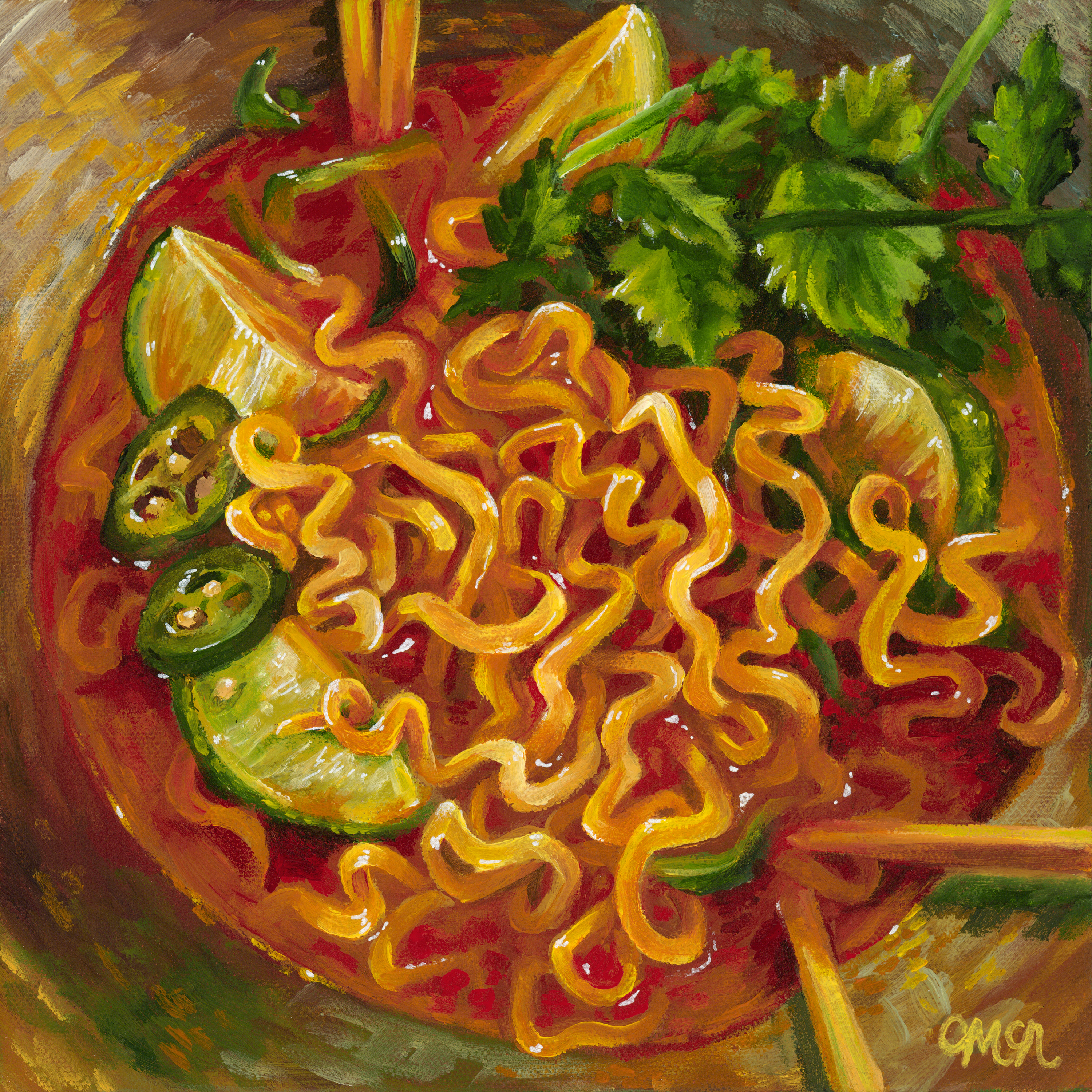 10" x 10" Spicy Tequila Ramen PRINT 
